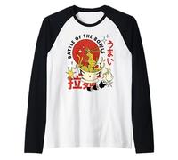 Battaglia delle Ciotole Ramen Noodle Sushi Food Vintage Manga Maglia con Maniche Raglan