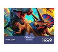 Battaglia Dinosauri Preistorici Puzzle 1000 Pezzi Gioco di Puzzle Carta per Adulti Scena Giurassica Rilassante Focus Decorazione Regalo Famiglia 70x50cm/1000pcs