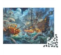 Battaglia Vascello a Vela Puzzle 1000 Pezzi Carta per Adulti Scena Notturna Gioco di Puzzle 1000 Pezzi Famiglia Relax Decorazione Regalo 70x50cm/1000pcs