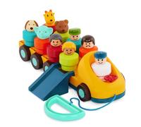 Battat - Autobus giocattolo con parti mobili e 9 figure - Giocattolo per lo sviluppo di bambini e ragazzi - Tirare per girare - 18 mesi +