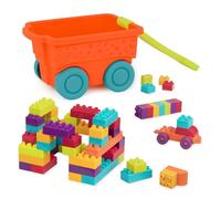 Battat blocchi da costruzione Locbloc con carrozza trainabile, 55 pezzi
