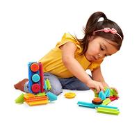 Battat Bristle Blocks Scatola base del costruttore con ruote | Blocchi da costruzione a incastro con setole interbloccanti e ruote funzionali; Set da 36 per veicoli e costruzioni; 2+ anni