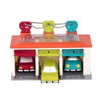 Battat Garage per 3 Auto con Chiavi abbinate, Colori e Forme, Rosso