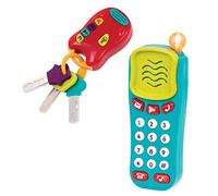 Battat - Giocattoli sensoriali - Telefono luminoso e portachiavi per bambini - Chiavi dell'auto e telefono sonoro, 18 mesi +