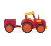 Wonder Wheels by Battat - Trattore e rimorchio giocattolo rosso - Giocattoli da fattoria per bambini, bambini piccoli - Gioco di finzione - Materiali riciclabili, 1 anno +