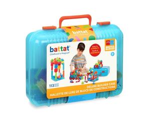 Battat - Valigetta Deluxe per costruttori - Blocchi da costruzione STEM a incastro - Playset da 113 pezzi - Blocchi e custodia - Giocattolo educativo - 2 anni +