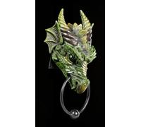 Battente di Portello - Dragon Kryst Verde - Fantasy Tür Figura Decorativa Parete