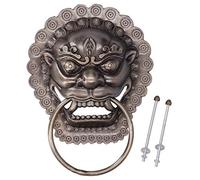 Battente per porta in ottone anticato, design a testa di animale, robusto, antiruggine, resistente alla corrosione, con viti per un facile montaggio