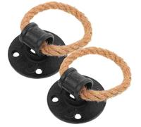 Battente per Porta Maniglia For Porta Con Anello Di Trazione In Corda, Pomello Cassetto, Credenza, Mobili Da Cucina, Vestiti, Cassettiera Nera, Arredamento Vintage(Black 2pcs)