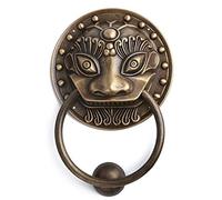 Battenti per porte Manopole per maniglie delle porte anteriori,Bronzo antico Testa di leone Battente per porte in ottone Maniglia ad anello per cassetti Decorazione per la casa Bronzo 13,5 cm (bronzo