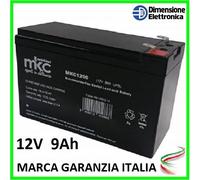 Batteria 12v 9ah Ups Piombo Agm Allarme Gruppo Continuita' 9a VLRA FASTON 6.3m