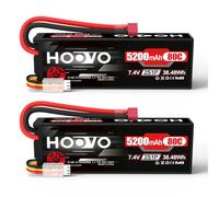 Batteria 2S LiPo 7,4 V 5200 mAh 80 C RC batteria rigida con spina Dean Style T batteria di ricambio HOOVO per auto RC camion Heli aeroplano rock crawler airplane elicopter auto camion barca (2