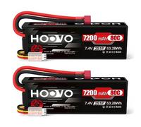 Batteria 2S LiPo 7,4 V 7200 mAh 80 C RC batteria rigida con spina Dean Style T batteria di ricambio HOOVO per RC auto, camion, Heli, aereo, barca, elicottero, drone, camion, slash Buggy (2 pezzi)