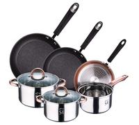 Batteria 5pc acciaio inox Ø16Ø18Ø20 + Set di padelle Ø20Ø24Ø28 alluminio forgiato San Ignacio