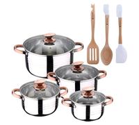Batteria 8 pezzi in acciaio inox per induzione Collezione San Ignacio Premium + Set di 3 utensili da cucina in silicone e legno