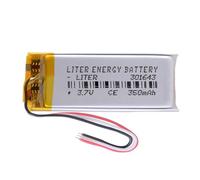 Batteria a 3 cavi 301643 LiPo 3.7V 350mAh 1.295Wh 1S 5C Liter Energy Battery Ricaricabile con PCM termistore NTC Smartwatch Elettronica - Non adatto per Radiocomando 45x16x3mm (3P|350mAh|301643)