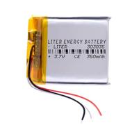 Batteria a 3 cavi 303035 LiPo 3.7V 350mAh 1.295Wh 1S 5C Liter Energy Battery Ricaricabile con PCM termistore NTC Smartwatch Elettronica - Non adatto per Radiocomando 37x30x3mm (3P|350mAh|303035)
