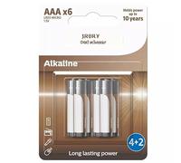 Batteria AAA/LR03 alcalina, confezione da 6 pezzi, 30% in più durata, dispositivi quotidiani a molto consumo