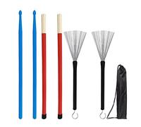 Batteria Accessori Batteria Stick Drum Spazzole Stick Set 1 Paio di Batterie Spazzole Filo Batteria Set Spazzola E 1 Coppia Aste