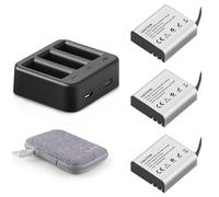 Batteria Action Cam Bordo Arrotondato & Caricatore per Seleziona Cams | 3 x1350mAh Compatibile con AKASO EK7000/Brave 4/V50X, Apexcam, COOAU, Crosstour, Campark, APEMAN, Exprotrek, S009R, PG1050