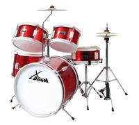 Batteria Acustica 16" Junior Drum Kit Bambini Sgabello Pacchette Piatti Rossa