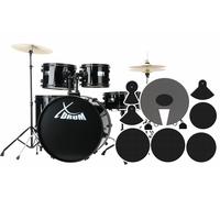 Batteria Acustica Completa 22" Fusion Sgabello Hardware Bachette Sordina Nera