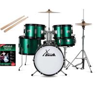 Batteria Acustica per Bambini con Sgabello Bacchette HiHat Kit Completo Verde