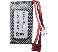 YUNIQUE GREEN-CLEAN-POWER - Batteria al Litio 7.4V 1800mAh T-Plug | Compatibile con WLTOYS A959-B A969-B A979-B K929-B 144001 | Prestazioni Prolungate per RC Fuoristrada, Silver