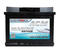 Batteria AGM 80Ah 12V Deep Cycle - Accumulatore a Scarica Profonda per Barca, Camper, Auto, Impianti Solari - Non richiede manutenzione, Uso Nautico e Off Grid