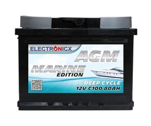 Batteria AGM 80Ah 12V Deep Cycle - Accumulatore a Scarica Profonda per Barca, Camper, Auto, Impianti Solari - Non richiede manutenzione, Uso Nautico e Off Grid