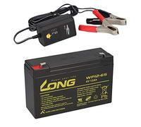 Batteria AGM al piombo, 6 V, 12 Ah, compatibile con veicoli per bambini, auto, bambini, quad, gel + caricatore
