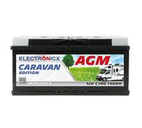Batteria AGM per caravan Electronicx 140Ah 12V - Batteria di alimentazione deep cycle 140Ah per camper, solare, barca, yacht, van, marina - batteria di bordo 12 Volt, senza manutenzione, 393x175x190mm