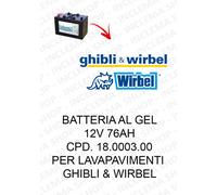 BATTERIA AL GEL 12V 76 Ah cod. 18.0003.00 per lavapavimenti Ghibli & Wirbel