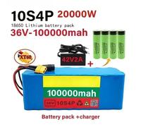 Batteria al litio 10S4P 100Ah 36V di grande capacità per biciclette e scooter elettrici con presa BMS XT60 e caricabatterie inclusi