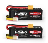 Batteria al litio 6S, 22,2 V, 4000 mAh, 100 C, con spina XT90, batteria ricaricabile, HOOVO per quadricottero RC, aereo, elicottero, barca, hobby, elicotteri, dimensioni 600 (2 pezzi)