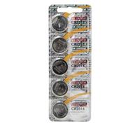 Batteria al litio CR2016 da 3 V, 5 pezzi, ideale per dispositivi elettronici come calcolatrici e giocattoli.