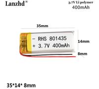 Batteria al litio da 3,7 V per occhiali per proiettori con display VR, batteria al litio morbida a striscia lunga, penna da lettura per macchina per storie 801435 400 mAh