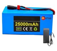 Batteria al litio da 36 V 48 V 10 Ah 15 Ah 20 Ah 25 Ah batteria al litio batteria impermeabile in PVC integrata BMS con caricatore da 42 V, adatta per motore da 1000W 750W 500W 250W (Xt60, 36V25Ah)