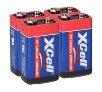 Batteria al litio da 9 Volt Block 1200 mAh, 9 V E-Block (U9VL, CR-9 V, 6LR61) da 10 anni, ideale per rilevatori di fumo, rilevatore di fuoco, misuratori, microfoni e molto altro ancora. Set AKKUman (4