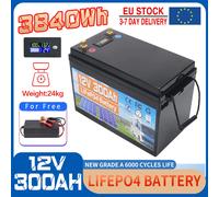Batteria al litio ferro fosfato 12V 300Ah LiFePO4 BMS integrata 6000 cicli per sostituire la maggior parte dell'alimentazione di backup Accumulo di energia domestica 12V200AH