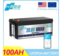 Batteria al litio HRBEEnergy 24V 100Ah LiFePO4 integrata 100A BMS, oltre 6000 cicli, batteria, potenza di carico massima 2560W, per camper, solare, terreni 24V 100Ah 2560wh