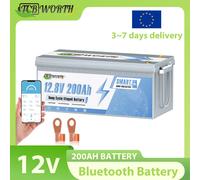 Batteria al litio LiFePO4 Bluetooth TCBWORTH 12V 200Ah, BMS 200A, oltre 6000 cicli, per camper, archiviazione domestica, marina, sistema di energia solare, campeggio 12V 200Ah BT