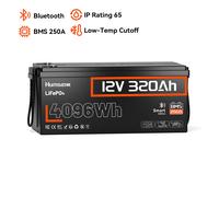Batteria al litio LiFePO4 da 12V 320Ah 4096Wh 250A BMS Bluetooth per Camper