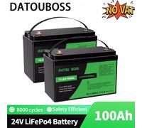 Batteria al litio LiFePO4 DATOUBOSS 24V 100Ah 2560Wh con 100A BMS perfetta per camper, carrello da golf, sistema di energia solare, motore da traina