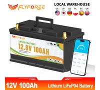 Batteria al Litio LiFePo4 FLLYROWTH 12V 100Ah con Bluetooth e BMS 100A per Camper, Barche, Motori, Inverter, Energia Solare, Eolica, Fuoristrada, Sistemi Off-grid