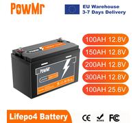 Batteria al litio solare PowMr 300AH 200AH 150AH 100AH Lifepo4 12,8 V 25,6 V Batteria al litio solare 6000+ cicli Fino a 4 in serie