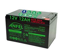 ANFEL Batteria Ricaricabile al Piombo 12V 12Ah Adatta per ups allarmi Solare, trazione elettrica monopattini Bici Max 250W