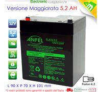BATTERIA AL PIOMBO 12V 5,2 AH LAMPADA LAMPADE DI EMERGENZA ALLARME 5 AH