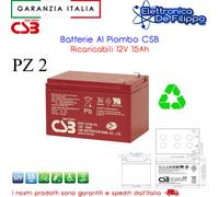 Batteria Al Piombo Ad Uso Ciclico 12V 15Ah kit Da 2 Per Bici Carrello Elevatore