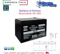 Batteria Al Piombo Ricaricabile 12V 12A Con Faston 6,3mm 151x98x95 mm